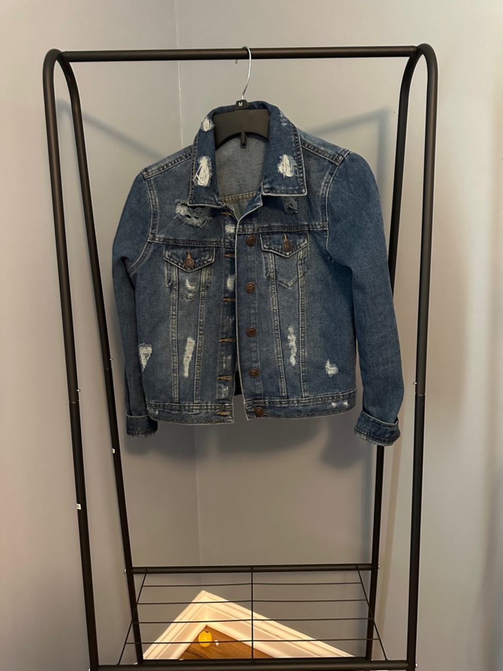 Classic Distressed Blue Denim Jacket - Women's Jean Jacket